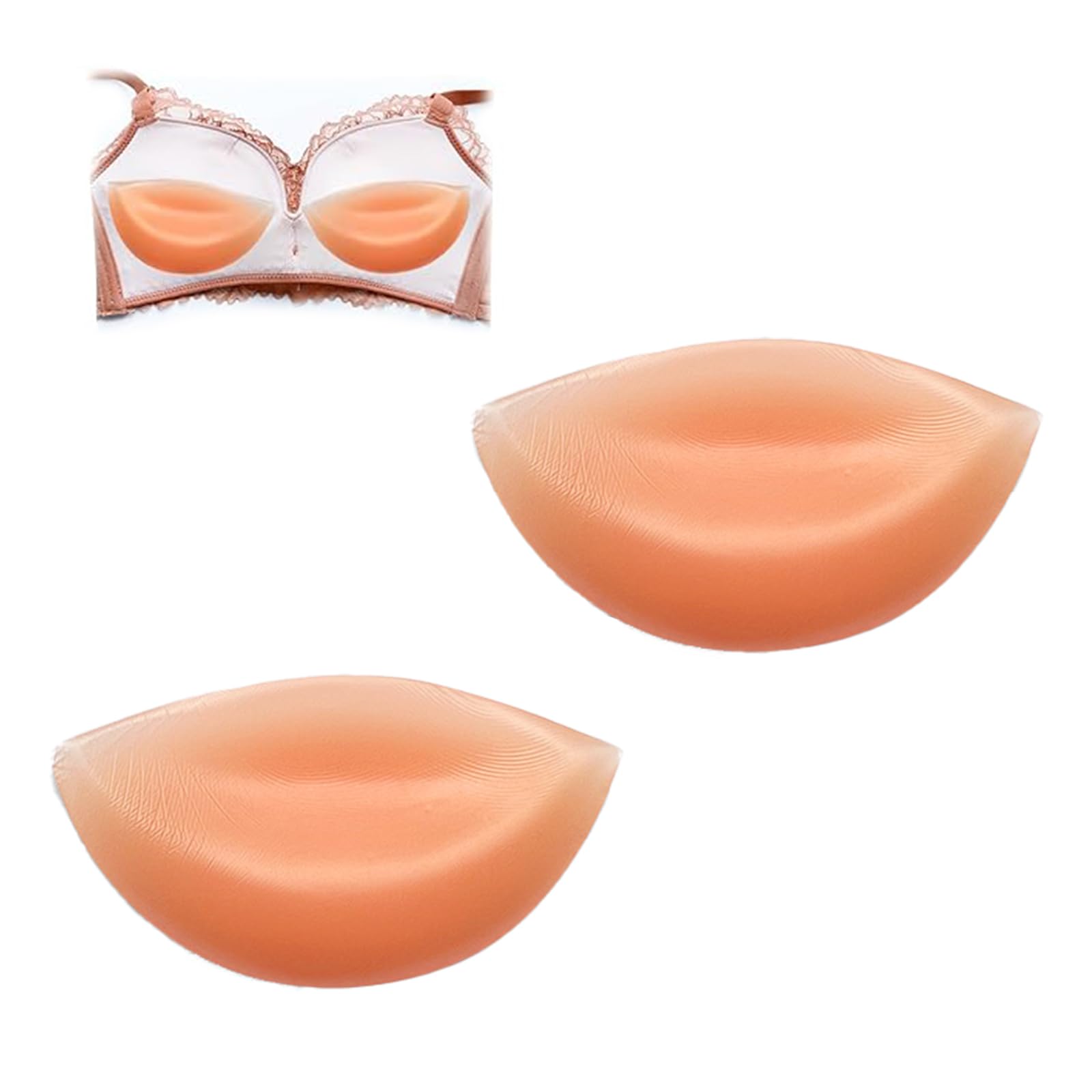 MADGININE 1Pair Bra Inserts,Chicken Fillet Bra Inserts,Bra Inserts Push Up,Silicone Breasts Insert,Chicken Fillets Bra Inserts Fits Most Cup Sizes and Everyday Bikini Tops(Skin Color)
