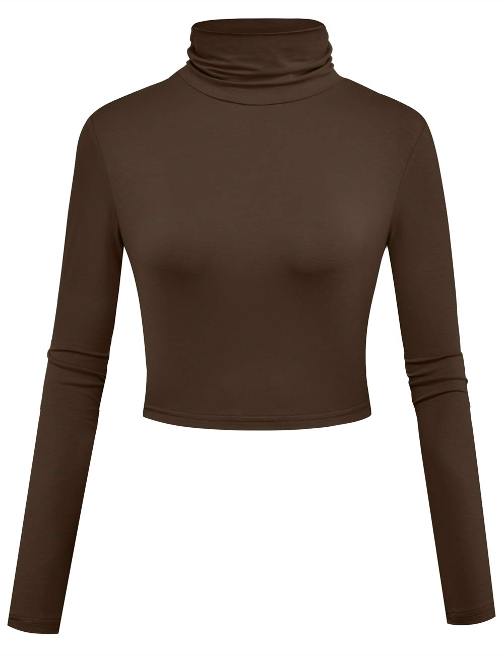 Herou Women Long Sleeve Crop Top Turtleneck Soft Lightweight Basic Slim Fit Tops