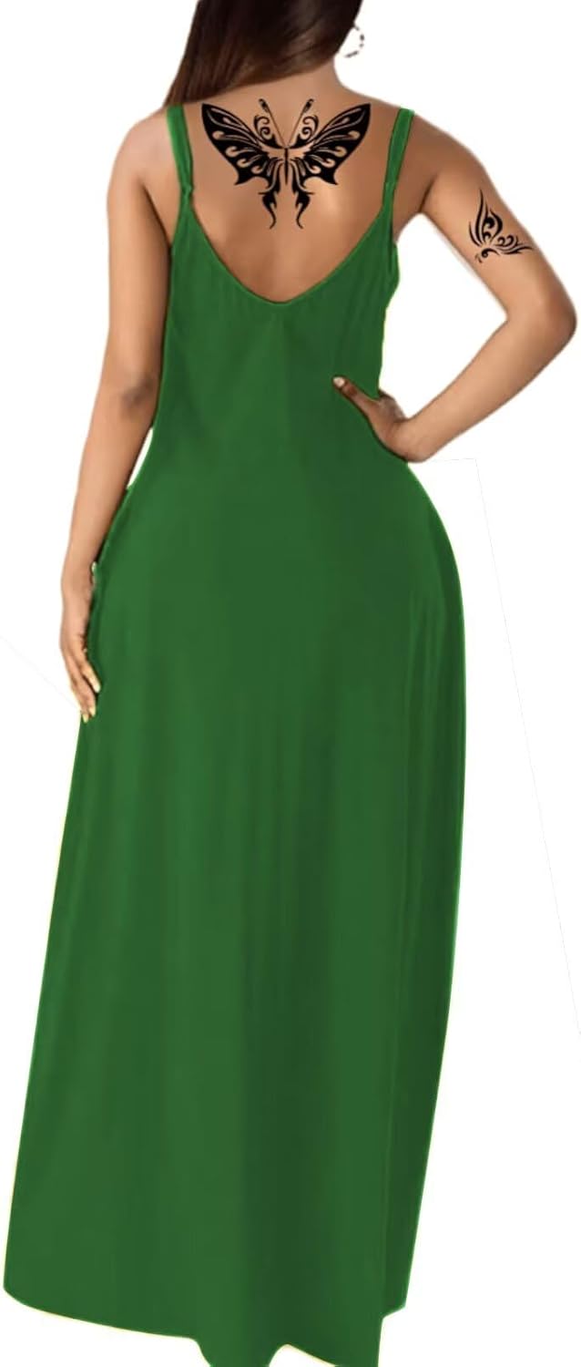 Women's Summer Maxi Dress Long Dress Casual Boho Sleeveless Strap Smocked Tiered Long Beach Sun Dresses - Image 2