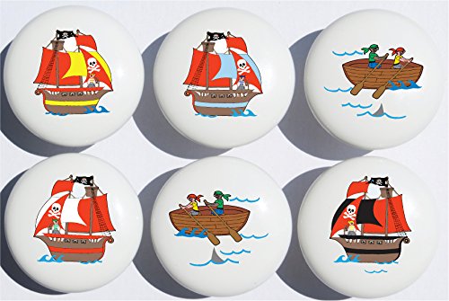 Pirate Ship Drawer Pull Knobs/Ceramic Cabinet Pulls/Pirate Room Decor