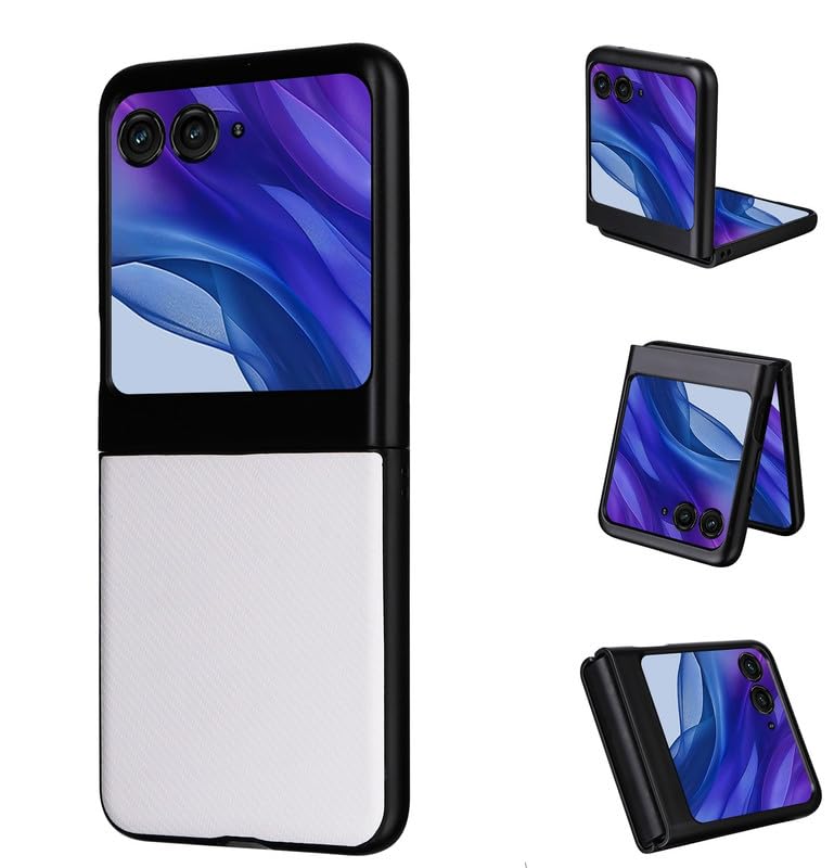 Carbon Fiber Leather Hard PC Back Cover for Motorola Razr 2025 – White