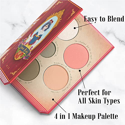 Snow Bright Contour Highlight Blush Makeup Palette - Smooth And Pigmented - Easy To Blend And Use - Vegan And Cruelty Free - 5 Part Pressed Powder Makeup Kit - With Mirror For All Skin Types #TOP3
