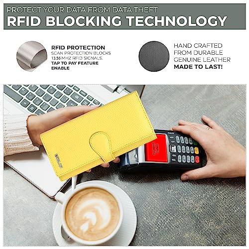 Estalon Real Leather Wallets For Women Rfid - Long Wallet Women's Ladies Clutch Zipper Pocket Multi Credit Card Case Holder Girls #TOP1