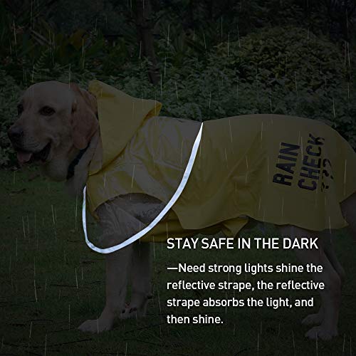 ISPET Capas de chuva para cães grandes, capa de chuva com capuz para cães com faixa refletiva, à pro