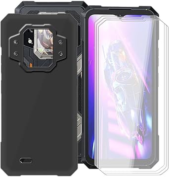 Phone Case for Cubot Kingkong X 6.58" with [3 x Tempered Glass Protective Film], Ultra-Thin Shockproof Bumper Cover Black Soft Silicone Case for Cubot Kingkong X - Black