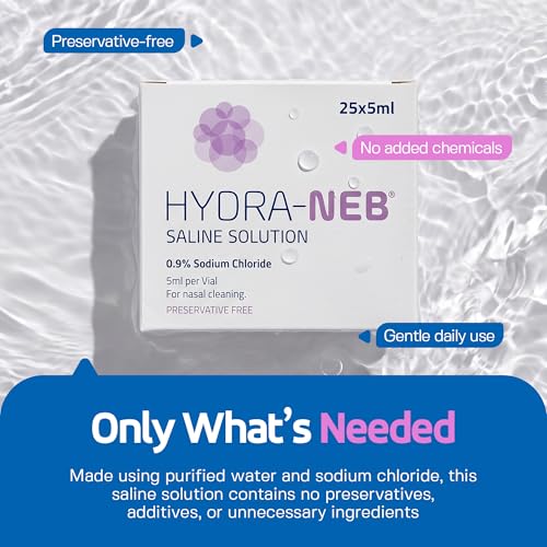 Image of 0.9% Sterile Saline Sodium Chloride Solution, Preservative Free, Nasal Irrigation, Moisturizing of The Airways, Sinus Rinse, Nose Cleanse, All Ages - 25 x 5ml