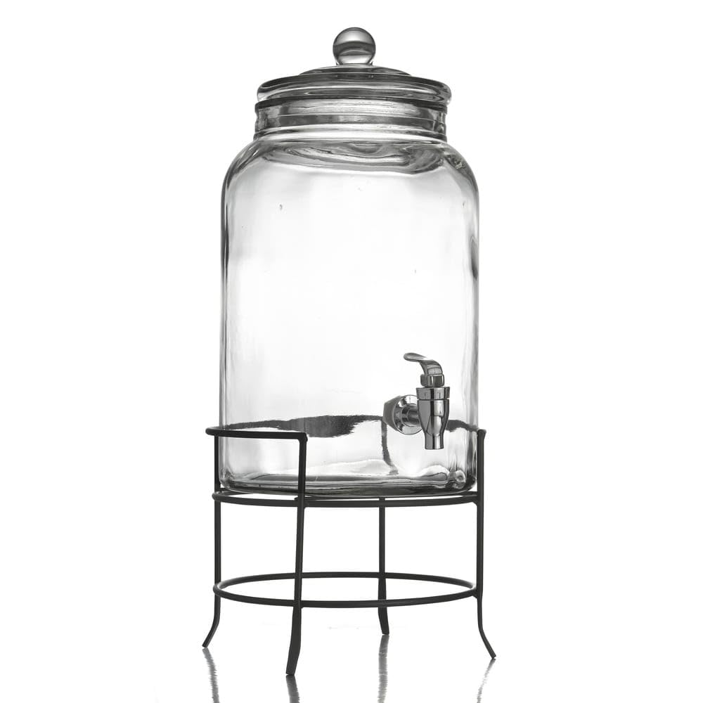 Style Setter 210942-GB Beverage Cold Drink Dispenser w 2.7-Gallon Capacity Glass Jug, Leak-Proof Acrylic Spigot in Gorgeous Gift Box for Parties, 10 x 18, Clear