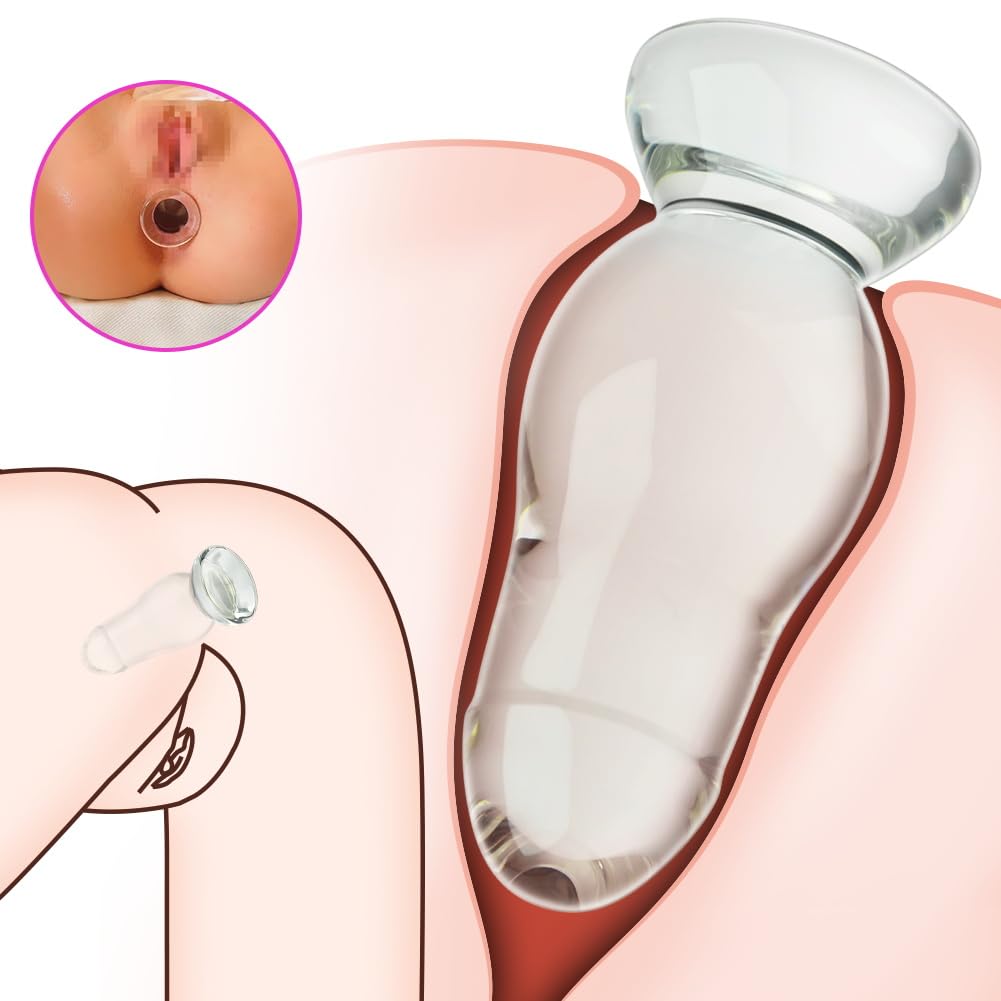SXOVO Plug Anal en Verre Gode Anal en Cristal Plug Anal Gros et Épais pour Massage la Prostate Dilatation Anale Sextoy Anal Sex Toýs pour Femme Homme Couple (M)