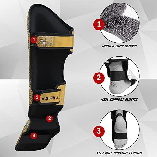 Protège-tibias De Boxe/Muay Thai Mytra Fusion - Cuir Artificiel, Rembourrage Injection, Sangles Réglables, 4 Tailles