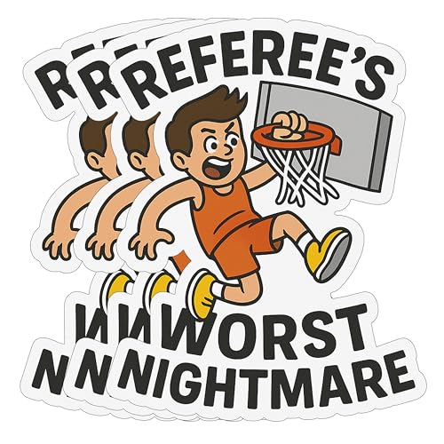 3pcs Referee's Worst Nightmare – Funny Basketball Vinyl Waterproof Decal for Laptop, Water Bottle, Skateboard, Phone Case – Motivational Sports Sticker for Teens and Kids