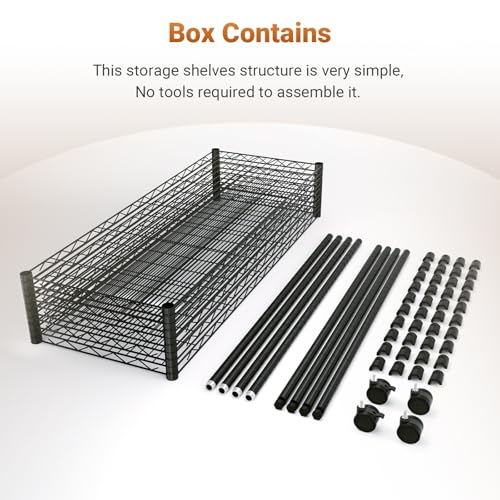 Image of Simple Deluxe Heavy Duty 5-Tier Storage Shelving Unit, 35.83 inch W x 13.98 inch D x 61.02 inch H, 1250 Lbs Loading Capacity, Black