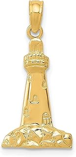 Colar com pingente de farol de ouro amarelo 10 k para viagem à beira-mar transporte joias finas para mulheres presentes para ela, Ouro amarelo