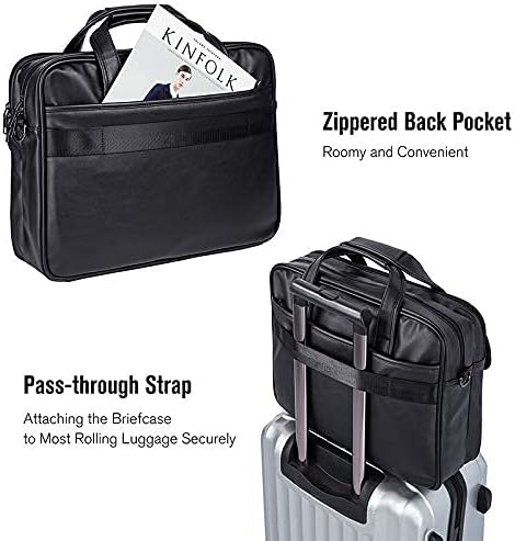 seyfocnia Men's Business Travel Briefcase Leather Handmade Messenger Bags Laptop Bag - Image 4