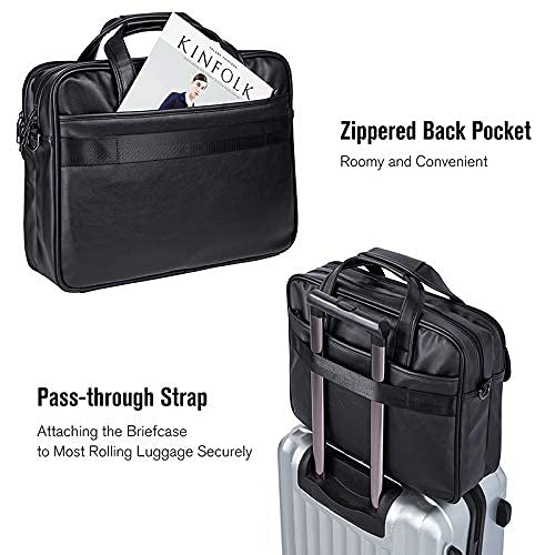 image for seyfocnia Men's Leather Messenger Bag, 17.3 Inches Laptop Briefcase Bu