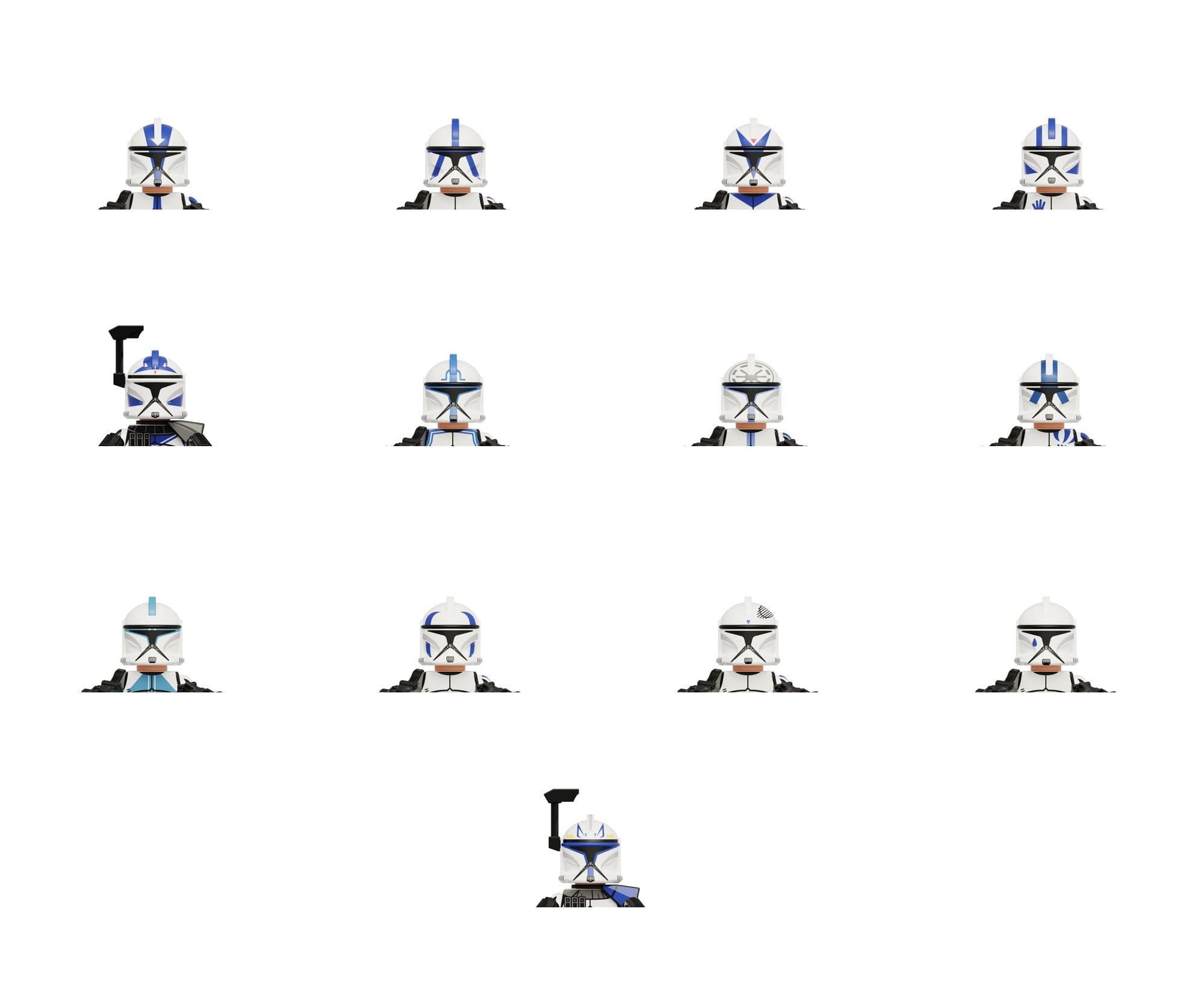 JsLTCustoms 13pcs Phase 1 Clone Troopers Set 501st, 13 Figures, Battle Pack with Accessories