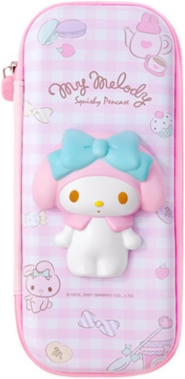 Lovely anime character pouch, travel makeup brush holder, mini bag, multipurpose pouch (Pink cloak rabbit)