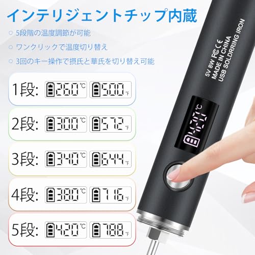 Aideepen 5-in-1 デジタル表示 はんだごて セット の商品画像 5