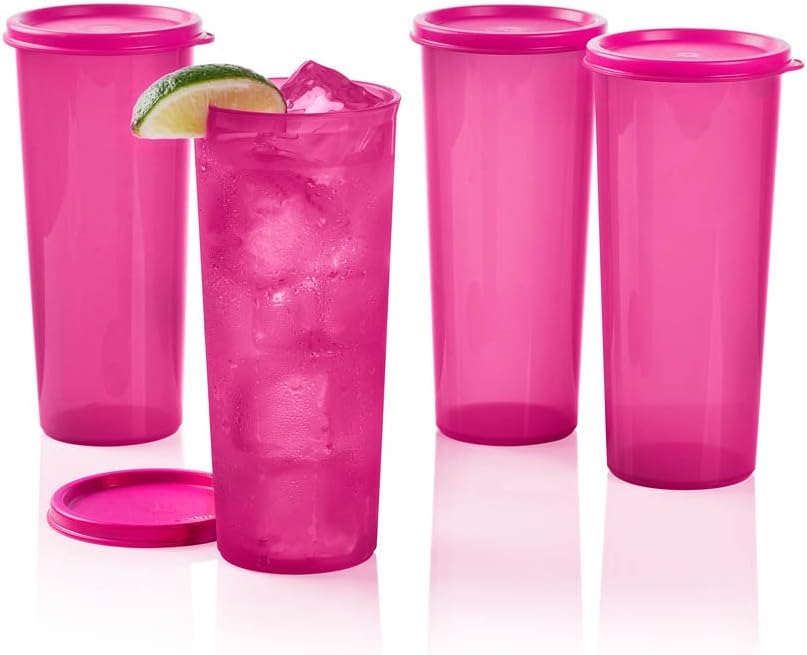 Tupperware Bicchiere Jumbo 470 Ml (Set Da 2) - Pratico, Resistente E Adatto A Microonde E Congelatore In Giallo
