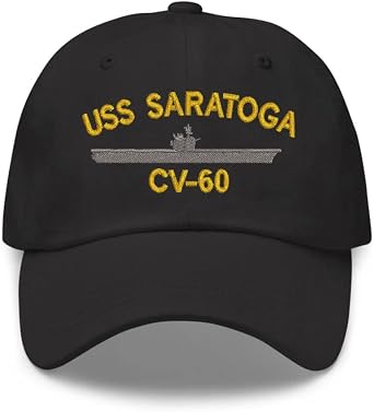 USS Saratoga CV 60 Embroidered Cotton Polo Cap Black