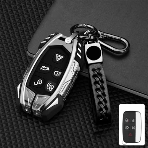 Coque de clé Land Rover et Jaguar en argent avec porte-clés métallique robuste