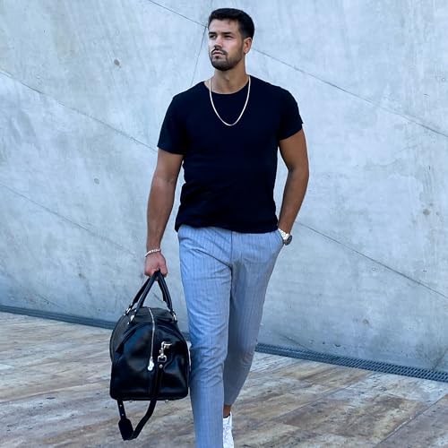 Image of Time Resistance Leather Duffel Bag - Large Weekend Gym Travel Bag (Black)