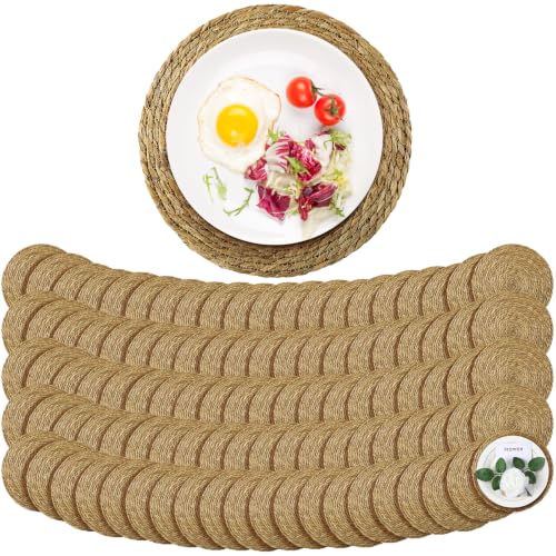 Image of Colingmill 100 Sets 13 Inch Round Woven Placemats Bulk Farmhouse Boho