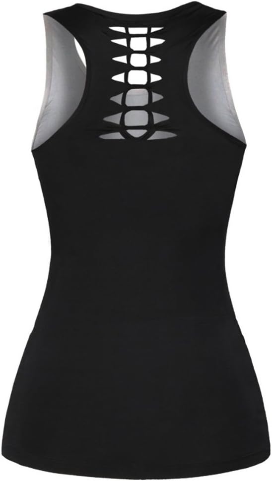 Sister Amy Women's Skull Print Hollow Out T-Shirt Crew Neck Plus Size Tank Top - Image 3