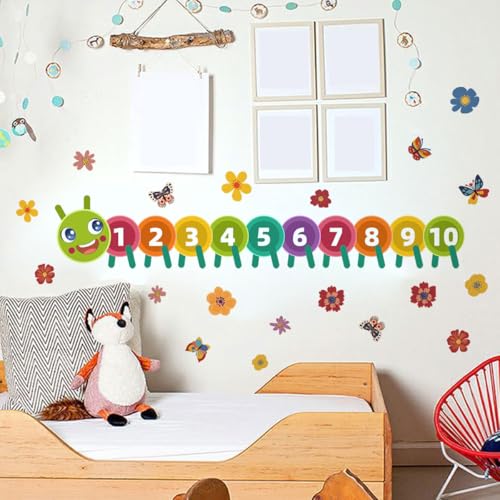 Décoration murale éducative chenille en vinyle pour apprendre à compter - 4