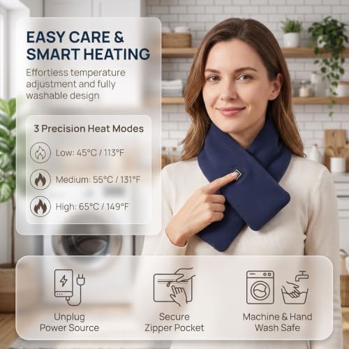 Heated Scarf for Women Heating Neck Warmer 3 Heat Setting Soft Fleece Scarf - image 2