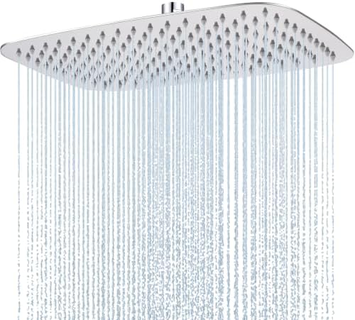 Hardivalue Regendusche Duschkopf Edelstahl 40 × 25 cm großer Regenduschkopf | Kraftvoller Regenstrahl auch bei niedrigem Wasserdruck, auslaufsichere Dichtung, Edelstahl rostfrei, A