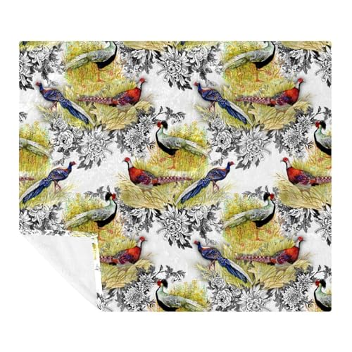 Couverture microfibre oiseau et fleurs 150x200 cm pour lit - 2
