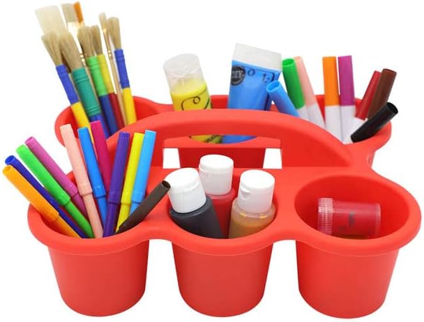 6 Cup Caddy Storage Baskets - Set of 4 - Stack for Easy Storage - Basket has 6 Compartments - Classroom Caddies for Teachers and Daycare Supplies