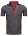 COOFANDY Men's Polo shirt Casual V-Neck Short Sleeve Contrast Color False Two Pieces Pullover Elastic(Dark gray Red,Medium)
