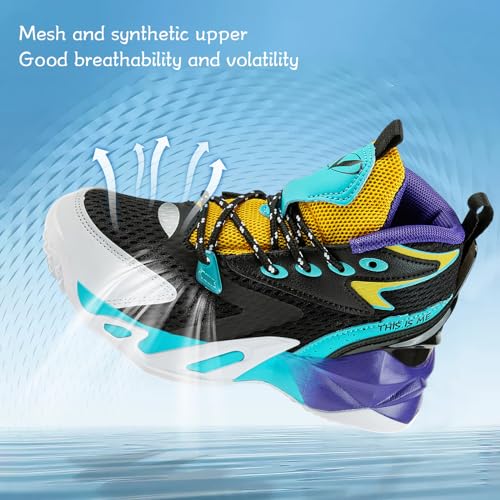 Image of VITUOFLY Kids Basketball Shoes Boys Sneakers Girls Mid-top Sports Shoes | Ankle protection, Non-slip TPR outsole, Cushioned shock-absorbing EVA midsole, Indoor outdoor sports for little & big kids