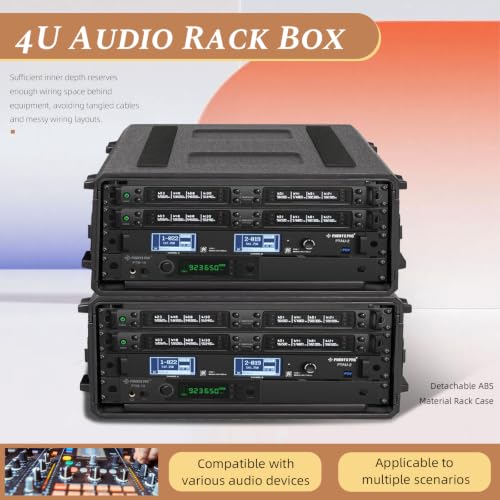 Image of 4U Rack Case Shallow 11 inch Depth, 19 inch Rackmount Flight Road Travel Case, Waterproof Protective Hard Case with Customized Foam, Wireless Mic System Storage /Amp /Effect /DJ Mixer
