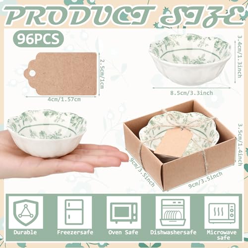 96 Pcs Wedding Favors for Guests Small Ceramic Bowls, Flower, Sage Green by SiliFine - Used condition - Image 6