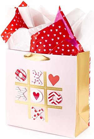 Hallmark Signature Large Gift Bag with Tissue Paper for Valentine's Day or Anniversary (Tic Tac XOXO)