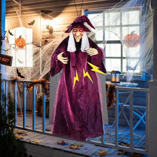 Décoration sorcière Halloween suspendue pour extérieur pour transformer un porche vide - 4