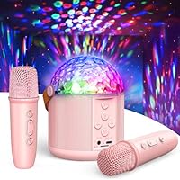 Dislocati Disco LED Lights Mini Karaoke Machine for Kids Adults with 2 Wireless Mics - Home Party Gifts/Christmas