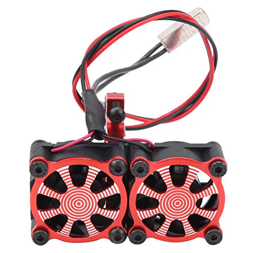 Dilwe Radiatore del Motore, Doppia Ventola di Raffreddamento del Motore RC Ricambi di aggiornamento del radiatore del Motore Regolabile Compatibile con TRX4 1/10 RC Car(Rosso)