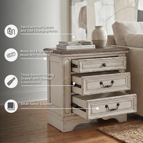 Image of Signature Design by Ashley 3 Drawer Nightstand with Charging Station
