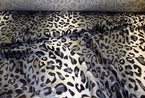 Luvfabrics Animal print Short fur pile soft Velboa fabric for Upholstery, Costumes, Bedding (GRAY LEOPARD)