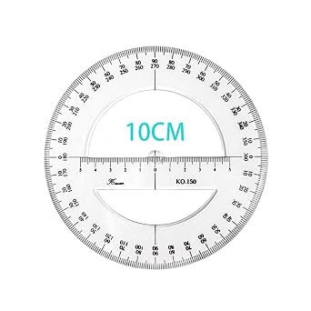 Clear 360 Degree Protractor Ruler, Plastic Circular Protractor Round Circle for Math Geometry for School Education Office Classroom(6 Inch)