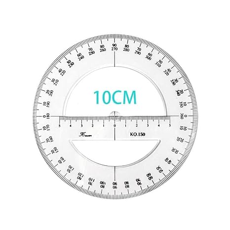 Clear 360 Degree Protractor Ruler, Plastic Circular Protractor Round Circle for Math Geometry for School Education Office Classroom(6 Inch)