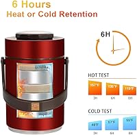 Vista 8 de 51 oz Adults Stainless Steel Vacuum Insulated Wide Mouth Soup Food Hot Food Jar with Keep Thermal Portable 2 Tier Stackable Bento Hot Food 51 oz Red