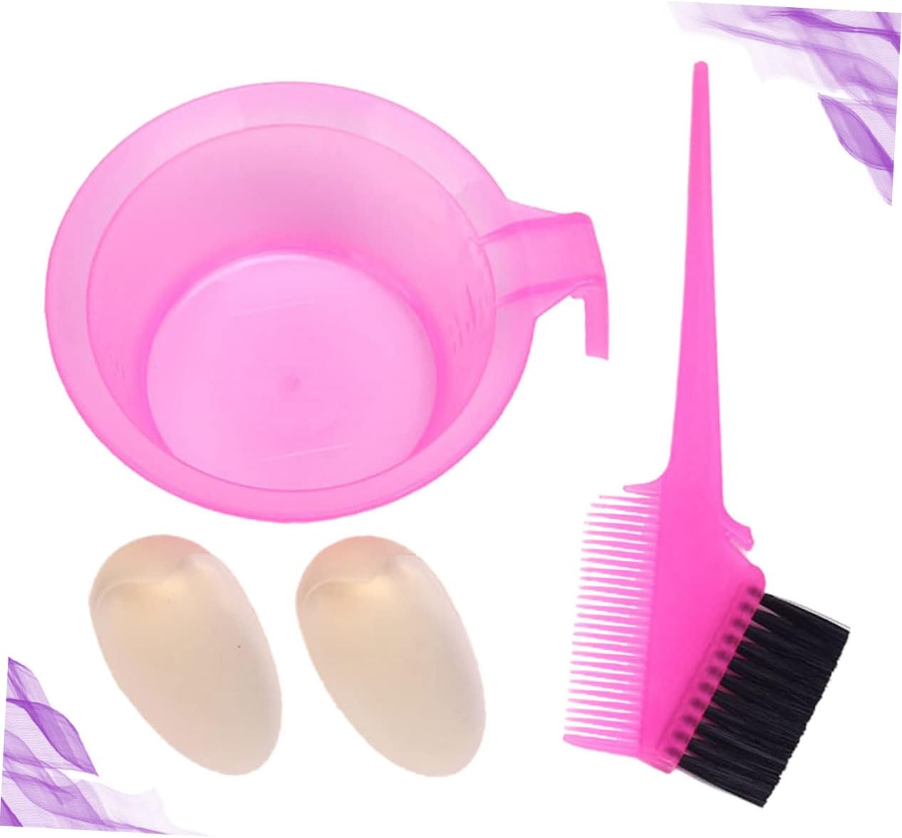Hair Dye Bowls ，Hair Mixing Bowl ，3sets Coloring Comb and Kit Double-sided Professional Tools Material Pink