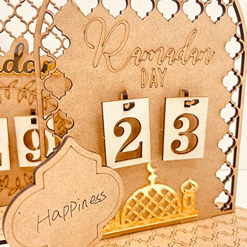 Yejahy Ramadan Advent Calendar Wooden Countdown Days 30 Days Home Decorations, Diy Eid Decorations For Ramadan Parties, Ramadan Gifts For Kids, Craft Decorations (Palace Style) #TOP2