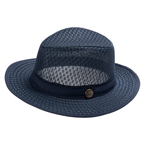 Hunterbee Chin Strap Fedora Panama Hat Sun Mesh Safari Hat Lightweight Big Brim Outdoor Golf Soaker Hat #TOP6