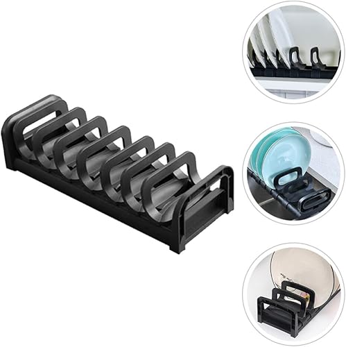 Miniatura 6 de Estante de plástico para secar platos, soporte ajustable para platos de cocina, soporte de plato de cocina, estante de drenaje, estante de gabinete
