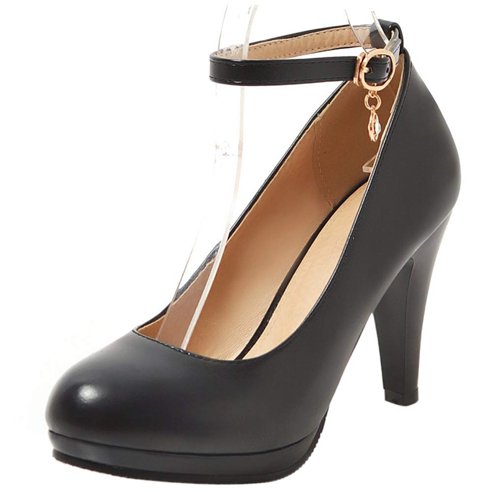 Décolleté Donna, Scarpe Tacco a Cono Eleganti Scarpe da Sposa Tacco Alto Punta Rotonda con Plateau con Cristalli, Numero 31-47